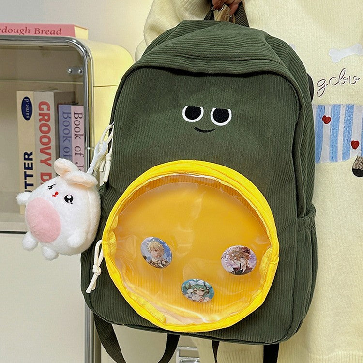 Backpack with Transparent Viewing Window and Animal Pendant
